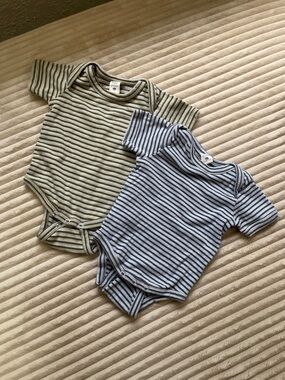 kate quinn Green Stripe & Blue Stripe Baby Bodysuits organic ribbed cotton